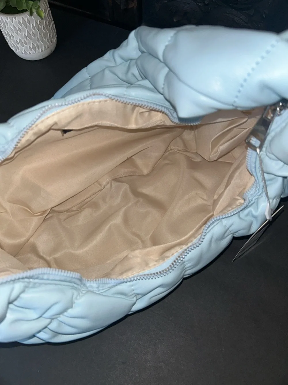 Massmode Light Blue Quilted Ruched Shoulder Bag - Picture 9 of 12